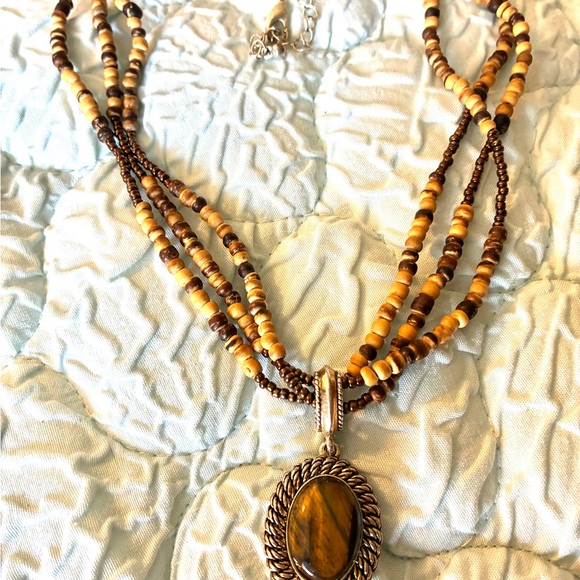 Tigers Eye Avon Necklace 3 piece Set Original Box - Picture 7 of 7